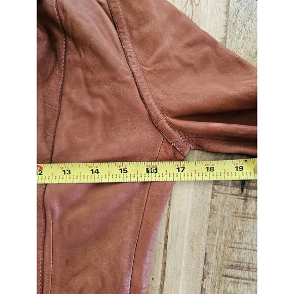 Collection Privee Pelle Leather Jacket Womens Size 42/6 Made In Italy Brown - Picture 6 of 16